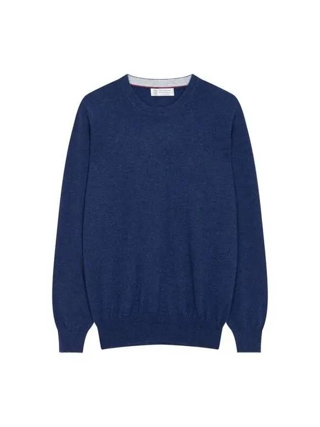 Men s Cashmere Long Sleeve Knit Light Navy 271584 - BRUNELLO CUCINELLI - BALAAN 1