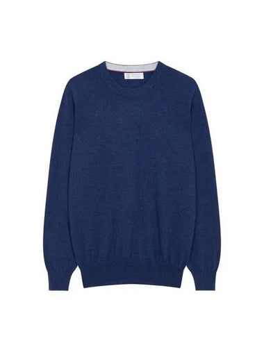 Men s Cashmere Long Sleeve Knit Light Navy 271584 - BRUNELLO CUCINELLI - BALAAN 1