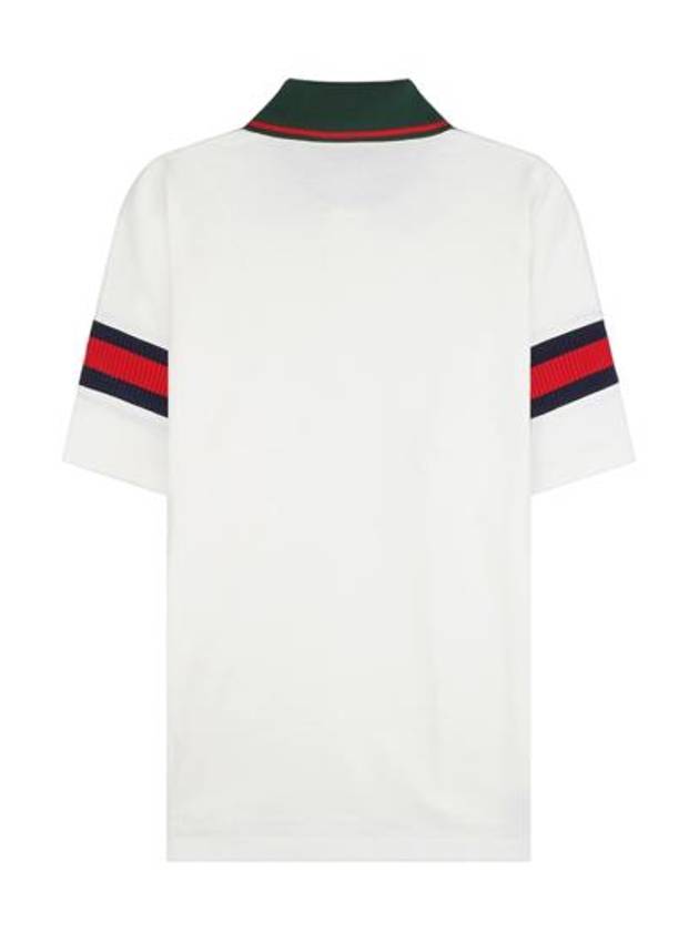 Web Cotton Jersey Short Sleeve Polo Shirt White - GUCCI - BALAAN 3