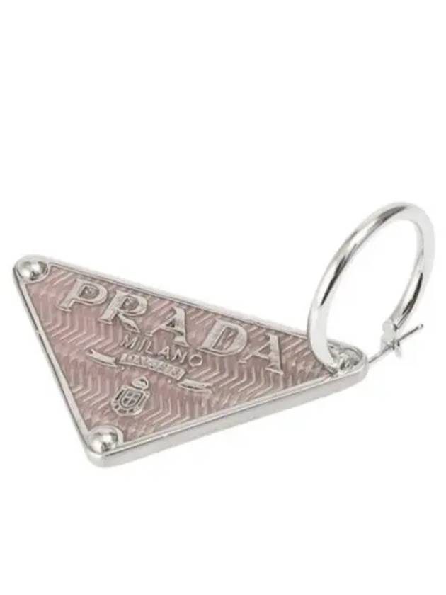 Women's Triangle Logo Earrings Pink - PRADA - BALAAN 2