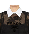 Embroidered Lace Poplin Mini Short Dress Black White - PRADA - BALAAN 8