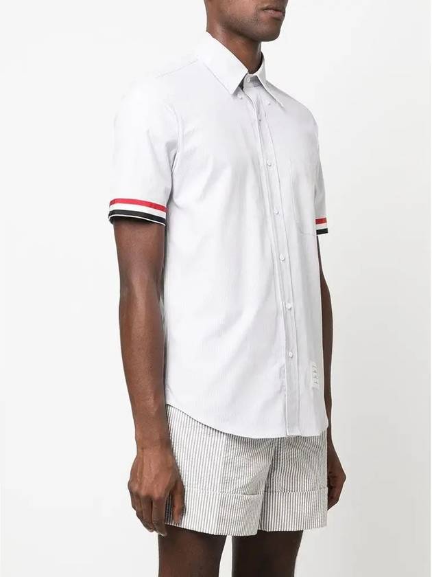 Men's Pincode Armband Short Sleeve Shirt Grey - THOM BROWNE - BALAAN 5