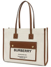 Freya Small Canvas Leather Tote Bag Natural Tan - BURBERRY - BALAAN 3