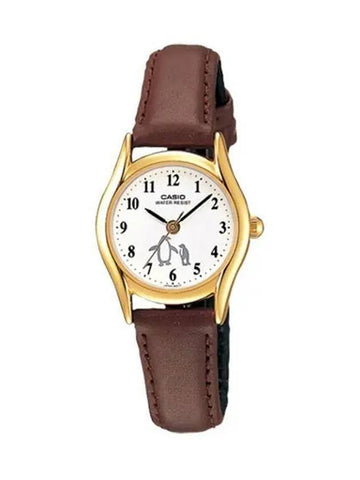 Women's Leather Watch Gold Brown - CASIO - BALAAN 1