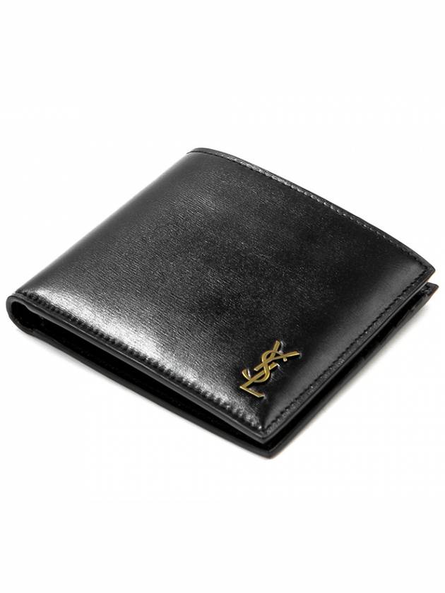 Tiny Monogram Half Wallet Black Gold - SAINT LAURENT - BALAAN 4