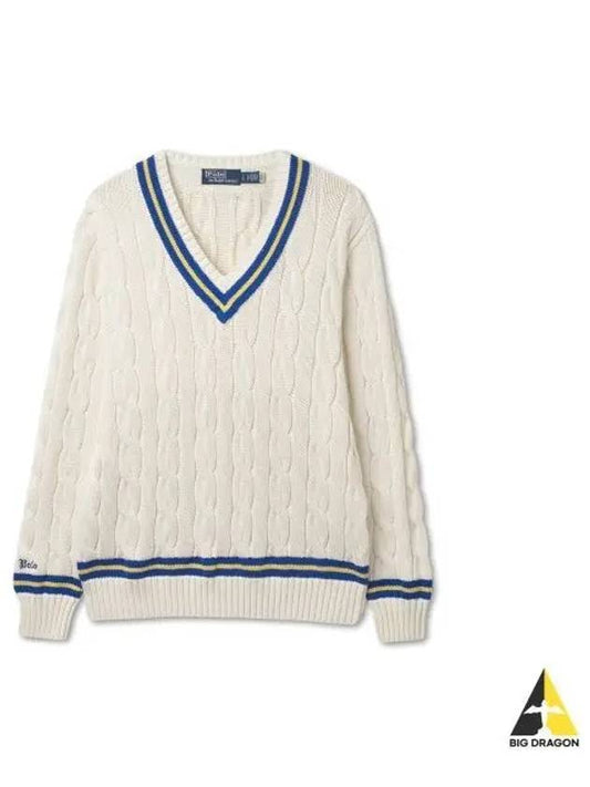 Iconic Cricket Sweater Natural - POLO RALPH LAUREN - BALAAN 1