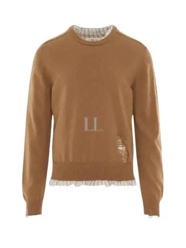 Distressed Layered Wool Knit Top Camel - MAISON MARGIELA - BALAAN 2