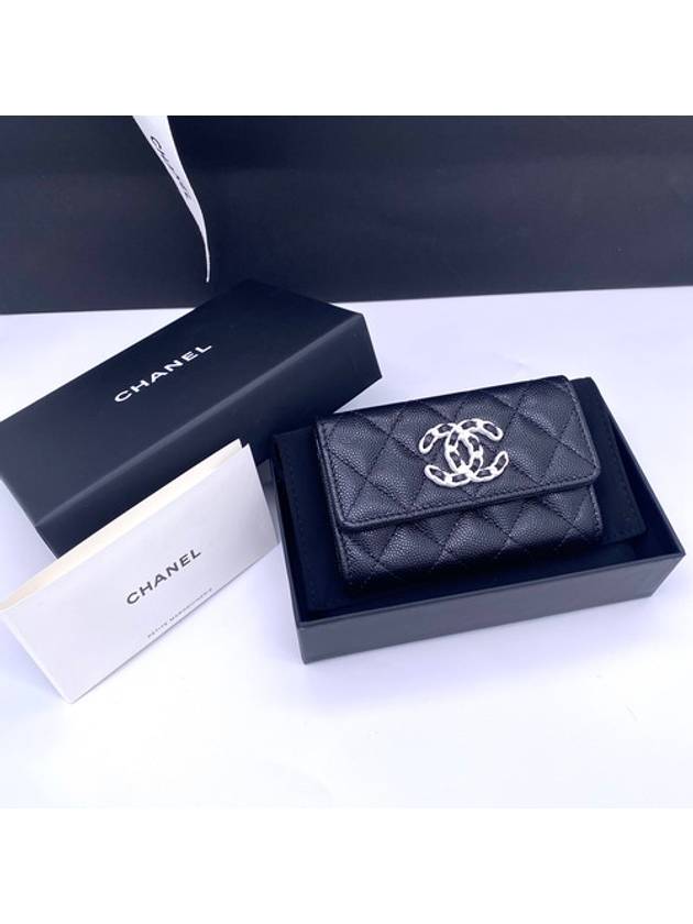 Caviar Flap Card Wallet Black - CHANEL - BALAAN 4