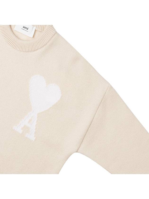 Big Heart Logo Wool Knit Top Vanilla White - AMI - BALAAN 5