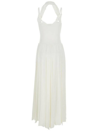 'Amarantha' White Off-Shoulder Long Dress With Pleated Details In Rayon Stretch Woman - SIMKHAI - BALAAN 2