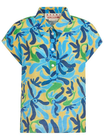 Art Print Short Sleeve Shirt Blue - MARNI - BALAAN 1