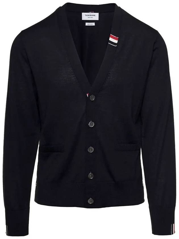 Men's Jersey Stitch V-Neck Cardigan Navy - THOM BROWNE - BALAAN 2