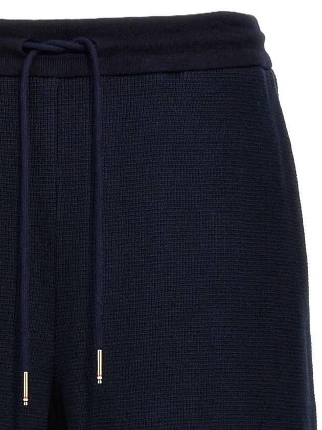 Men's Textured Cotton Shorts Navy - THOM BROWNE - BALAAN 4