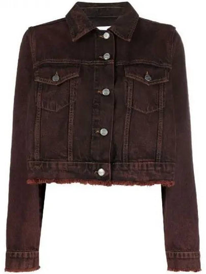 Overdyed Bleach Denim Jacket Bordeaux - GANNI - BALAAN 2