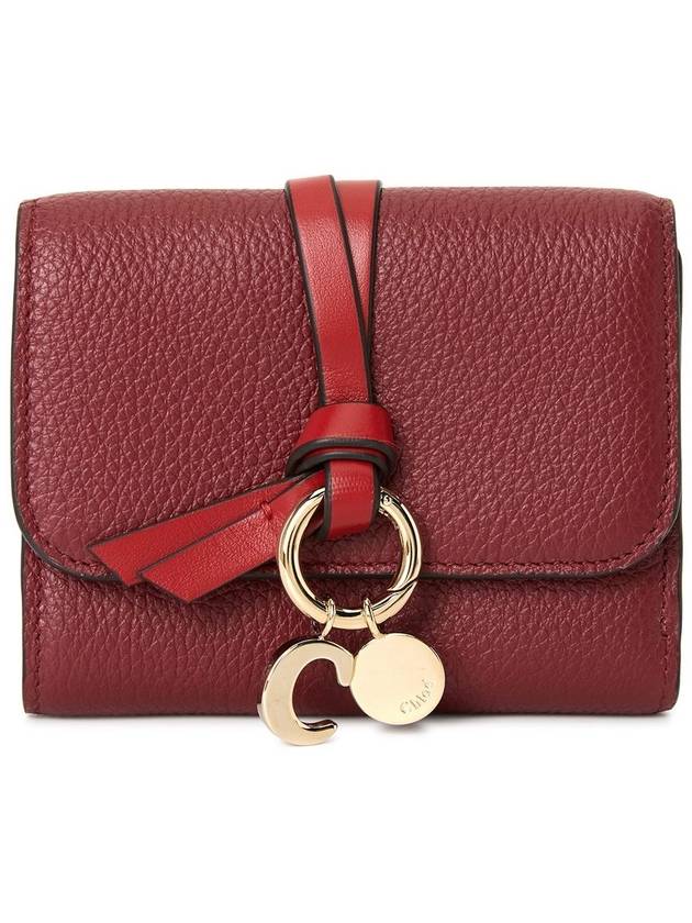 Alphabet Grain Leather Flap Small Half Wallet Red - CHLOE - BALAAN 2