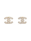 Women's CC Logo Pearl Crystal Stud Earrings Gold - CHANEL - BALAAN 1