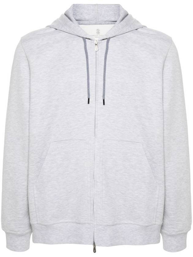 French terry hooded zip up pearl gray - BRUNELLO CUCINELLI - BALAAN 2