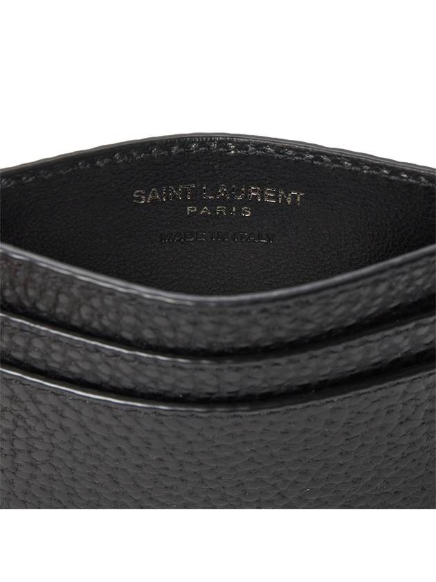 Logo Plaque Leather Card Wallet Black - SAINT LAURENT - BALAAN 6