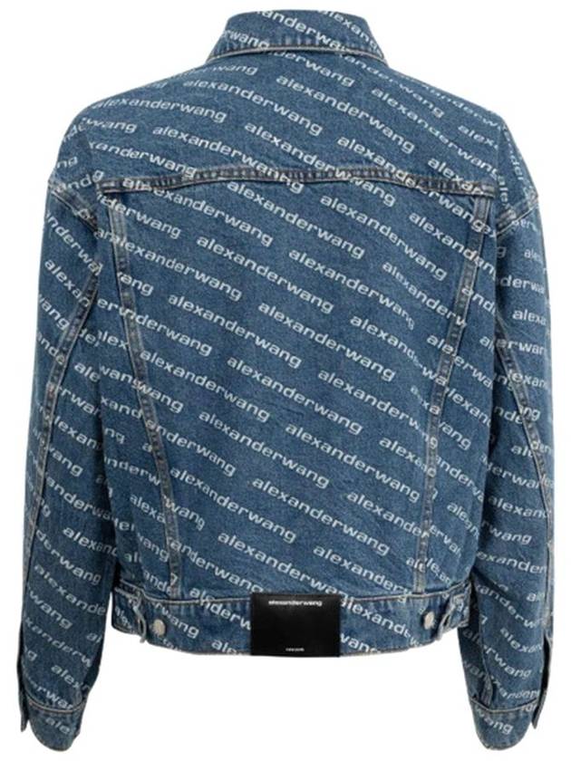 Women's Logo Print Trucker Denim Jacket Blue - ALEXANDER WANG - BALAAN 3