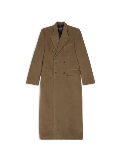 Men s Hourglass Brushed Wool Cashmere Double Coat Dark Beige - BALENCIAGA - BALAAN 2