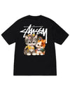 Kitten Print Short Sleeve T-Shirt Black - STUSSY - BALAAN 1