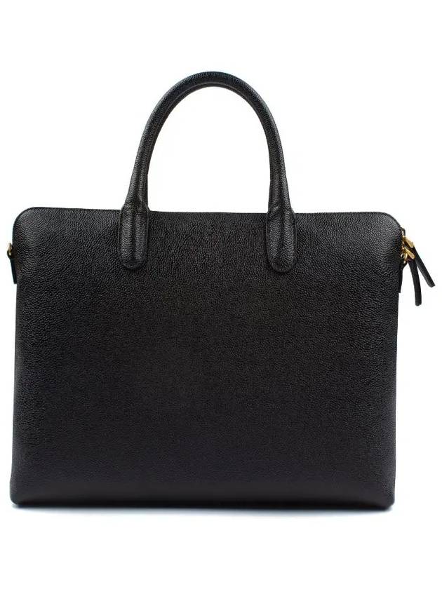 Pebble Grain Leather Slim Briefcase Black - THOM BROWNE - BALAAN 3