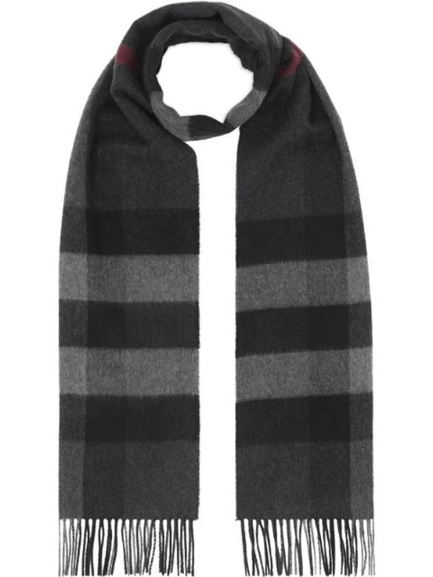 Check Cashmere Muffler Charcoal - BURBERRY - BALAAN 1