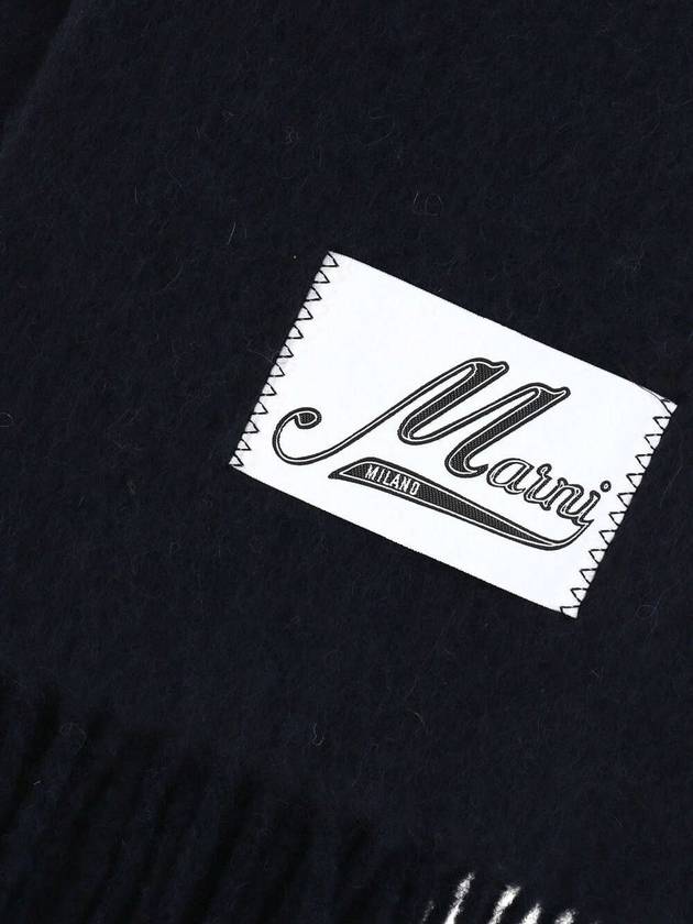 Logo Patch Knit Alpaca Muffler Black - MARNI - BALAAN 4