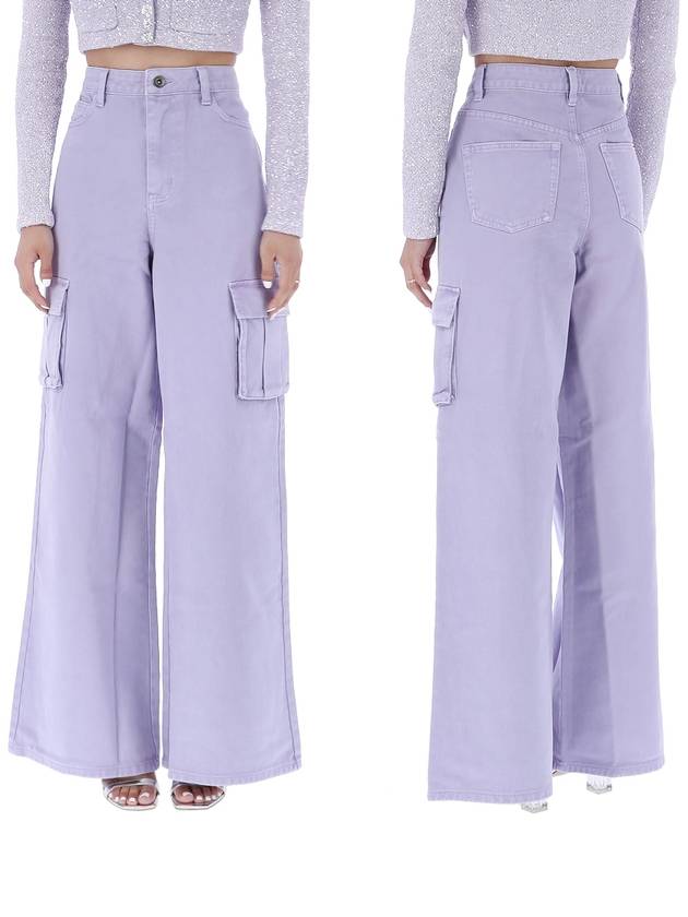 Women's Denim Cargo Wide Jeans Lilac - SELF PORTRAIT - BALAAN 2