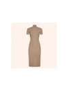 Women's FF Logo Short Sleeve Midi Dress Beige - FENDI - BALAAN 2