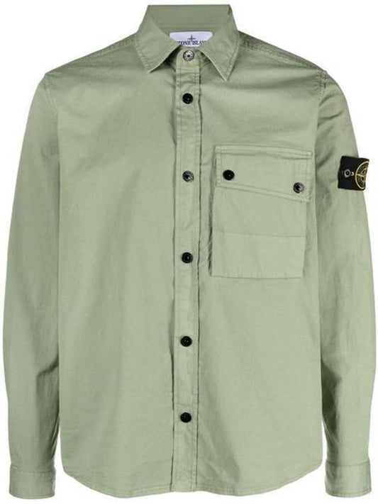 Men's Wappen Patch Long Sleeve Shirt Green - STONE ISLAND - BALAAN 2