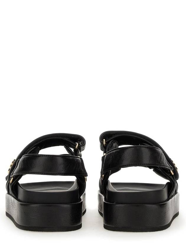 Kira Sports Logo Leather Sandals Black - TORY BURCH - BALAAN 5