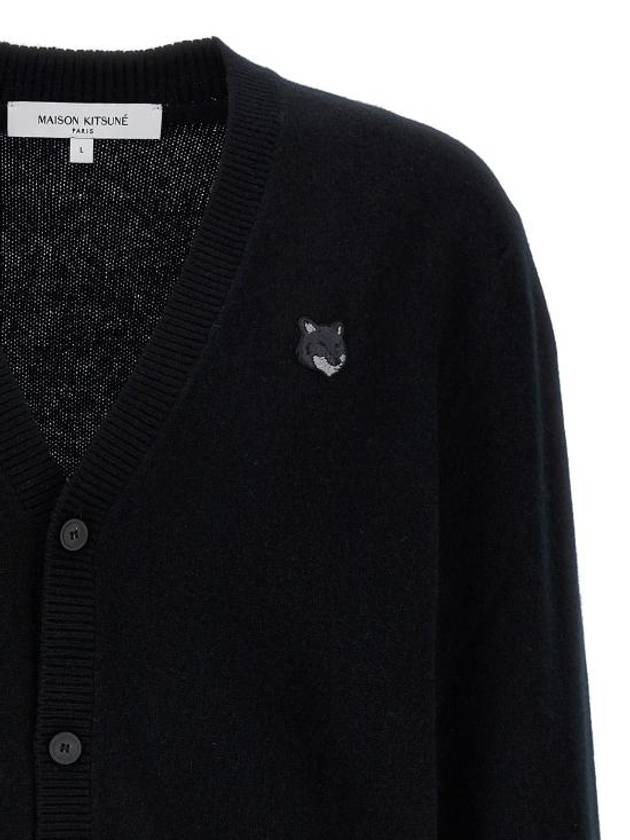 Bold Fox Head Patch Regular Lambswool Cardigan Black - MAISON KITSUNE - BALAAN 4