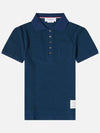 Pinstripe Micro Waffle Pocket Polo Shirt Dark Blue - THOM BROWNE - BALAAN 2