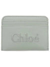 Sense Embroidered Logo Calfskin Card Wallet Bay Green - CHLOE - BALAAN 1