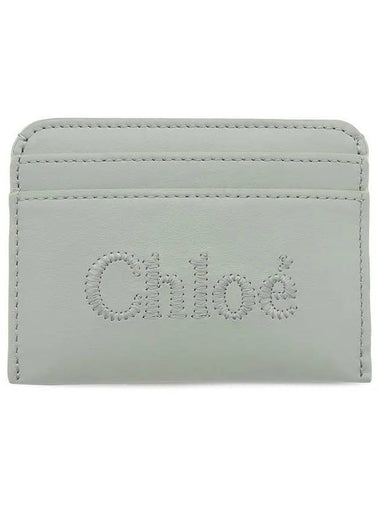 Sense Embroidered Logo Calfskin Card Wallet Bay Green - CHLOE - BALAAN 1