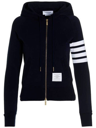 Engineered 4-Bar Stripe Loopback Jersey Knit Zip Up Hoodie Navy - THOM BROWNE - BALAAN 1