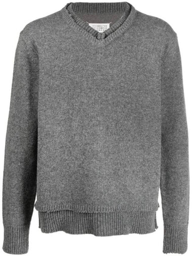 Men's 4 Stitch Elbow Patch Knit Top Grey - MAISON MARGIELA - BALAAN 1