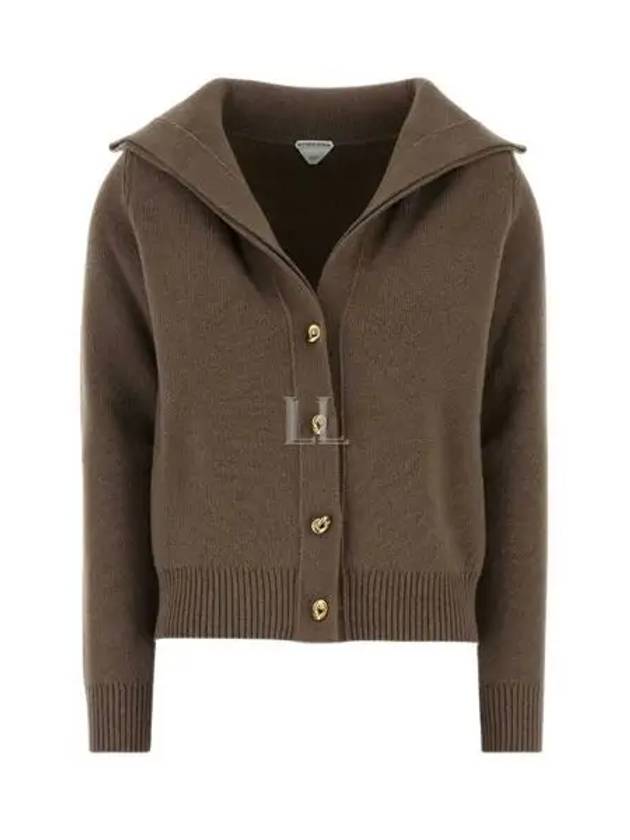 Compact Knot Button Wool Cardigan Chestnut Melange - BOTTEGA VENETA - BALAAN 2