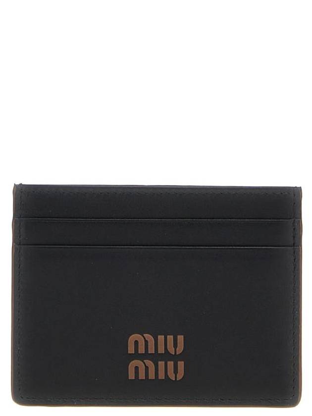 Leather Card Wallet Black - MIU MIU - BALAAN 1