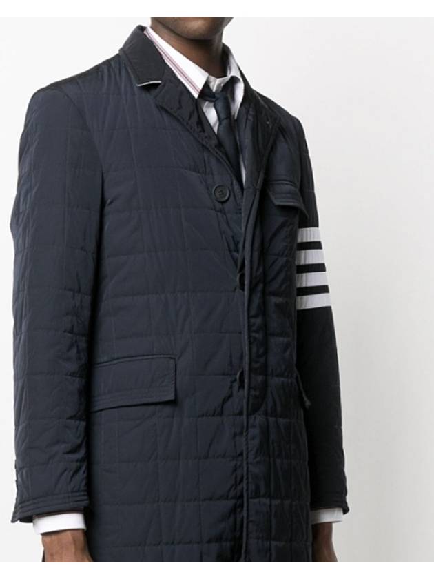 Men's 4 Bar Poly Twill Chesterfield Single Coat Navy - THOM BROWNE - BALAAN 3