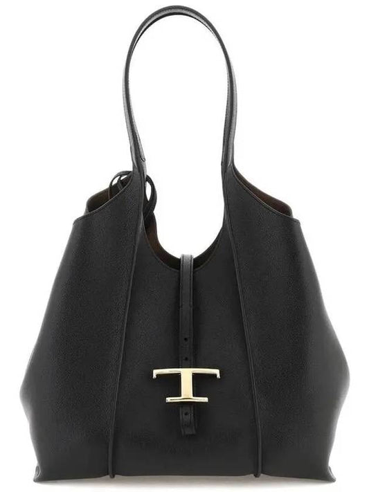 Logo T Timeless Leather Tote Bag Black - TOD'S - BALAAN 2