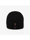 Embroidered Bear Knit Wool Beanie Black - POLO RALPH LAUREN - BALAAN 3