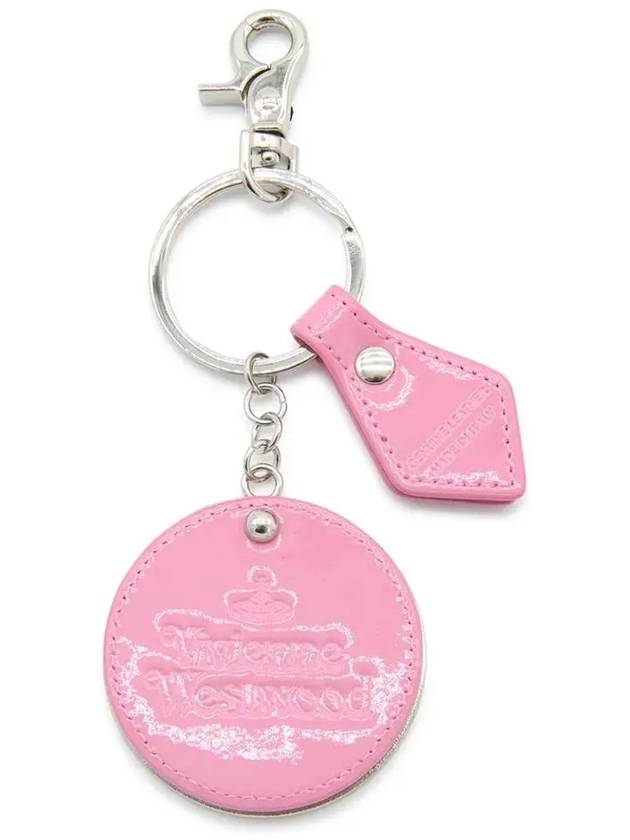 ORB Logo Patterned Leather Key Holder Pink - VIVIENNE WESTWOOD - BALAAN 4