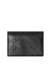 Check Pattern Leather Card Wallet Black - BURBERRY - BALAAN 1