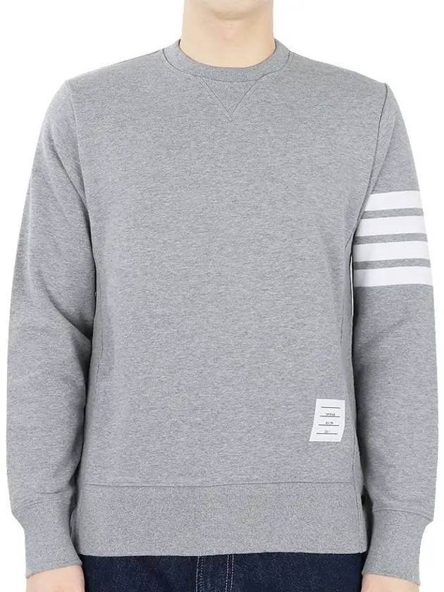 Men's Diagonal Armband Crew Neck Classic Sweatshirt Grey - THOM BROWNE - BALAAN 3