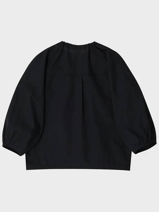 Summer wool half shirring blouse black - NOIRER FOR WOMEN - BALAAN 4