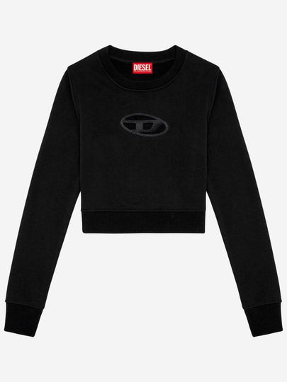 F Slimmy Cutout Logo Crop Sweatshirt Black - DIESEL - BALAAN 2