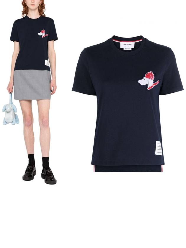 Festive Jersey Button Hector Short Sleeve T Shirt Navy - THOM BROWNE - BALAAN 2