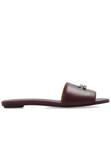 Alexander McQueen Leather Slides, Women's, Burgundy - ALEXANDER MCQUEEN - BALAAN 1